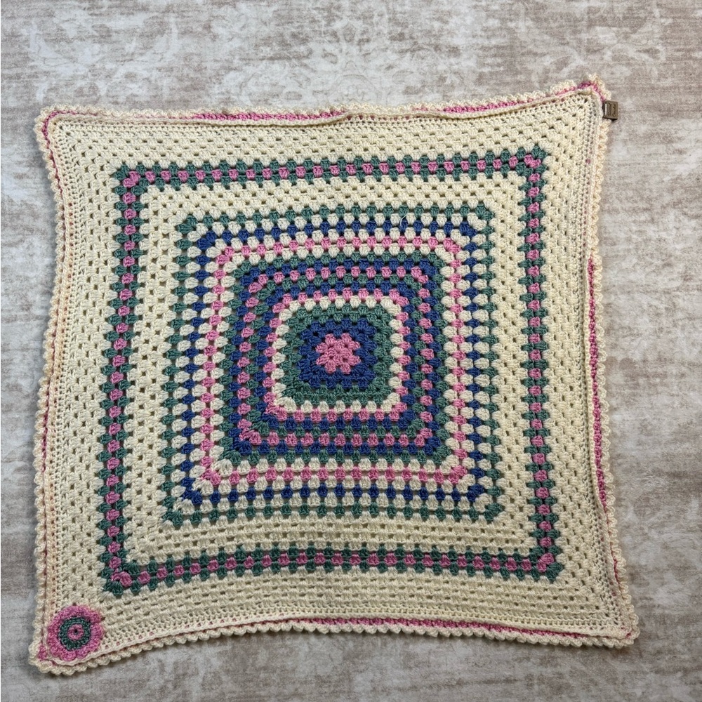 Handmade Crochet Granny Square Blanket Shawl Cottagecore Coquette